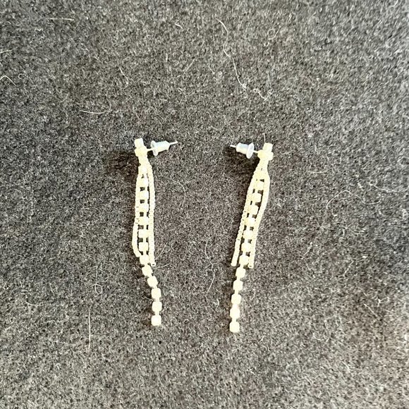 Dazzling Clear Crystal/Box Chain Dangle Post Earrings - Picture 3 of 3